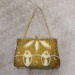 Vintage Gold rhinestone clutch purse